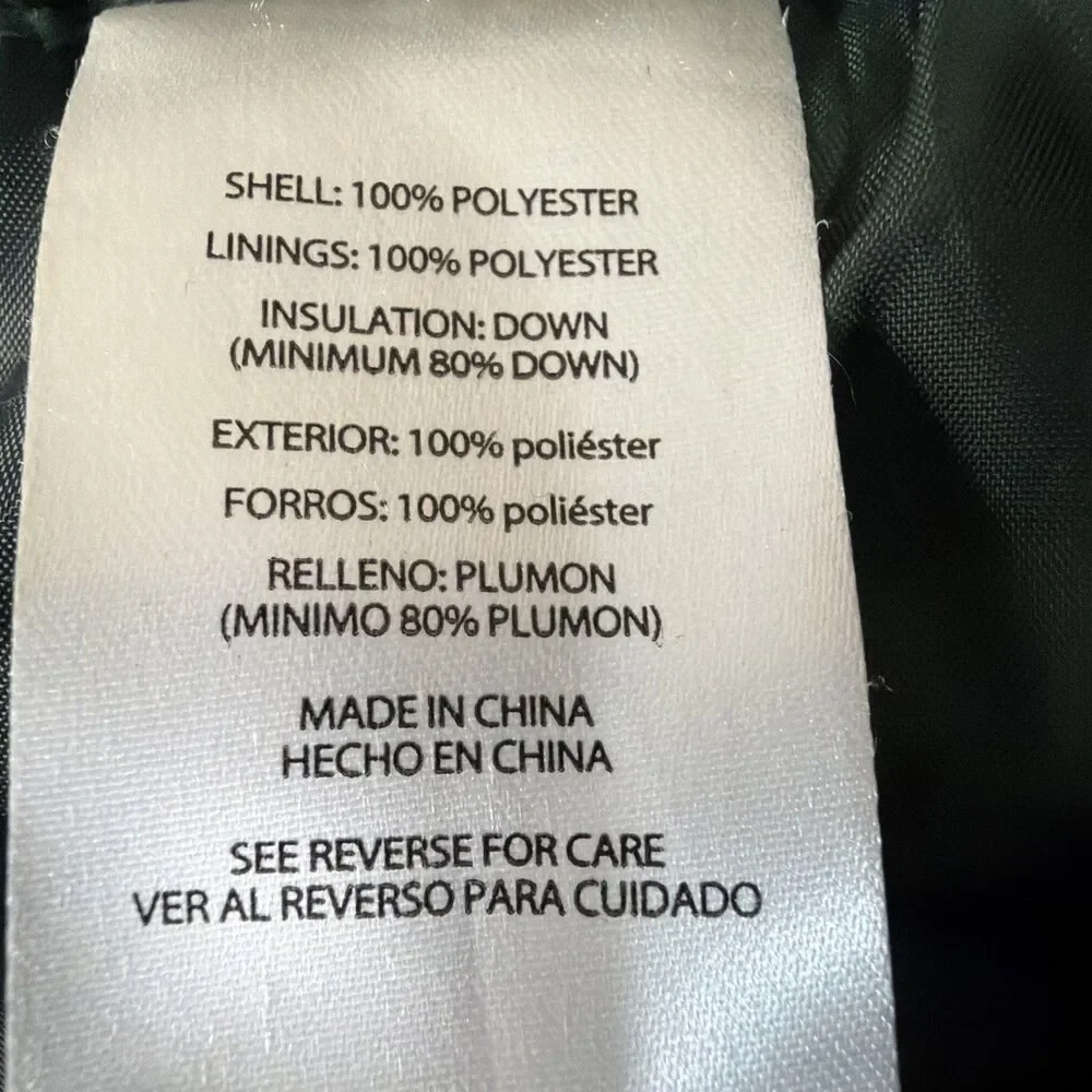 Eddie Bauer Jacket Men’s XXL Green  EB650 Goose Down Puffer Full Zip Quilted